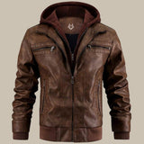 Leren look jas voor heren met afneembare capuchon