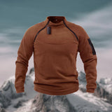 Fleece trui voor heren met halve rits en hoge kraag