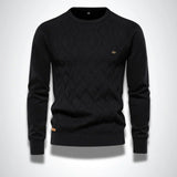 Gebreide heren trui met ronde hals, slim fit