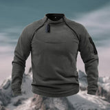 Fleece trui voor heren met halve rits en hoge kraag