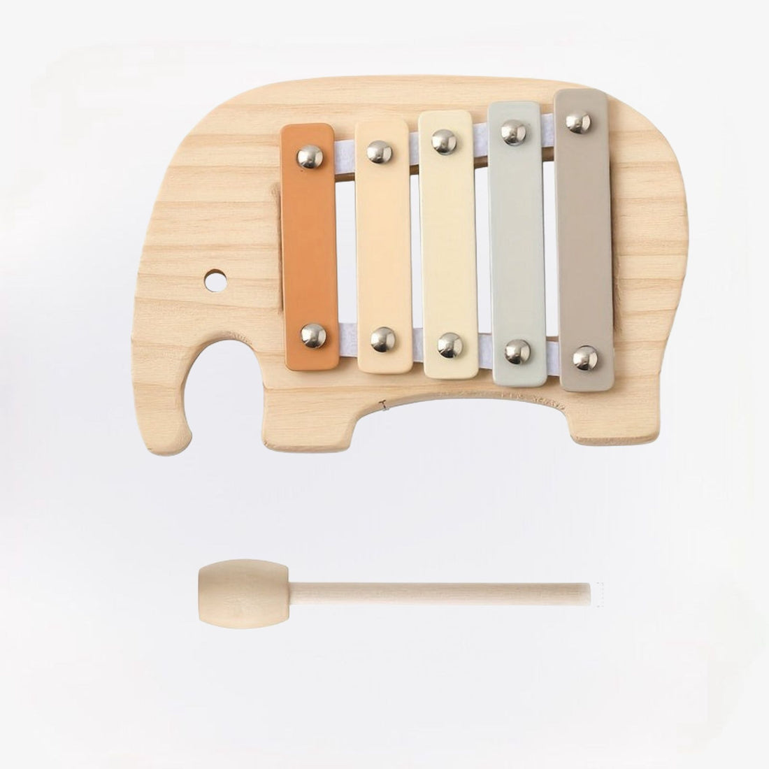 MiniTunes houten olifant xylofoon voor kinderen – duurzaam houten materiaal, kleurrijke toetsen en stimuleert muzikaal spel en motorische vaardigheden.
