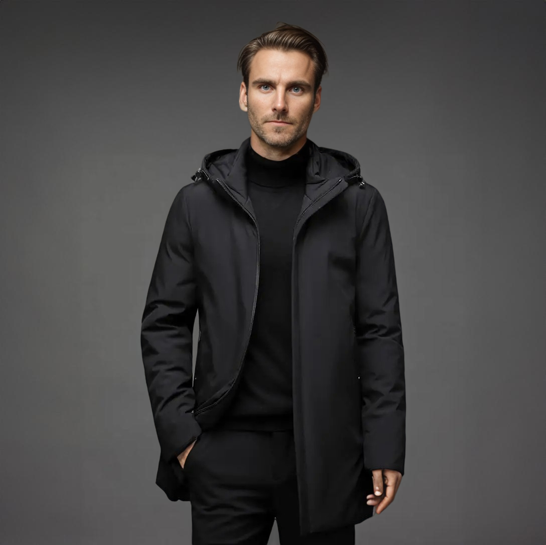 Winterjas voor heren met afneembare capuchon en slim fit