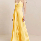 Geplooide Maxi Jurk met V-Hals