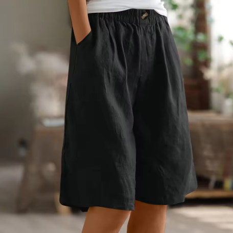 Dames Linnen Shorts met Elastische Taille