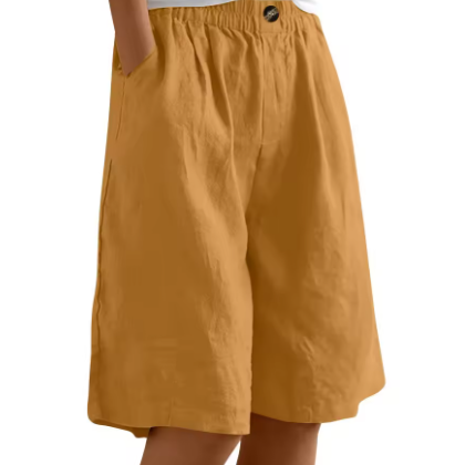 Dames Linnen Shorts met Elastische Taille