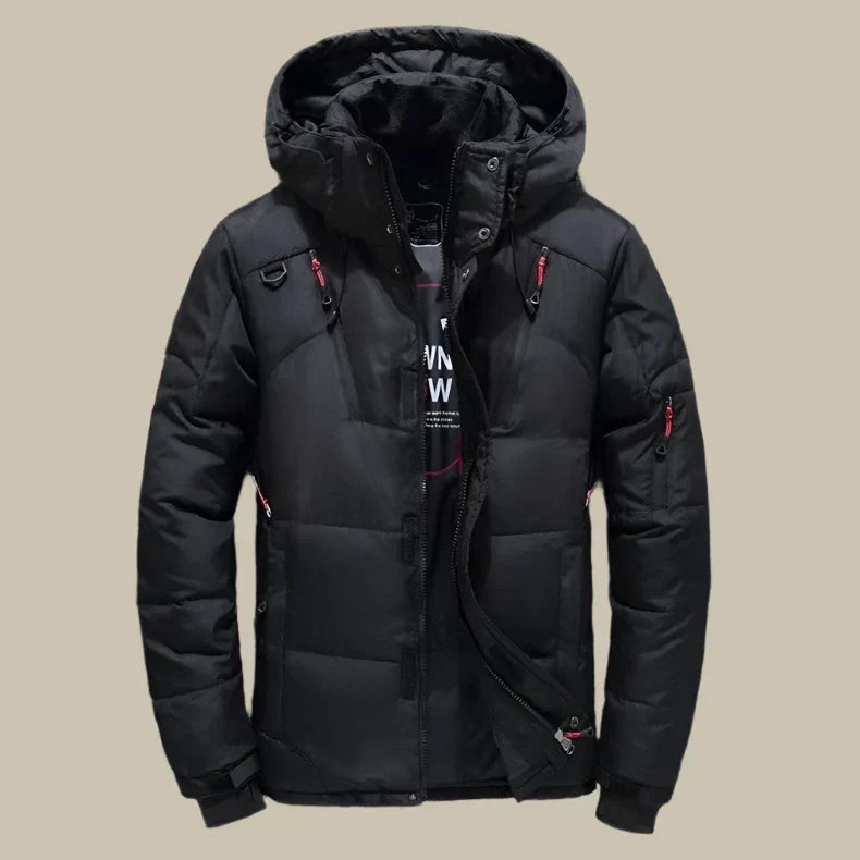Winddichte winterjas met capuchon en thermovoering