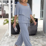 Tweedelige Linnen Set met Top en Wijde Broek