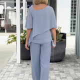 Tweedelige Linnen Set met Top en Wijde Broek