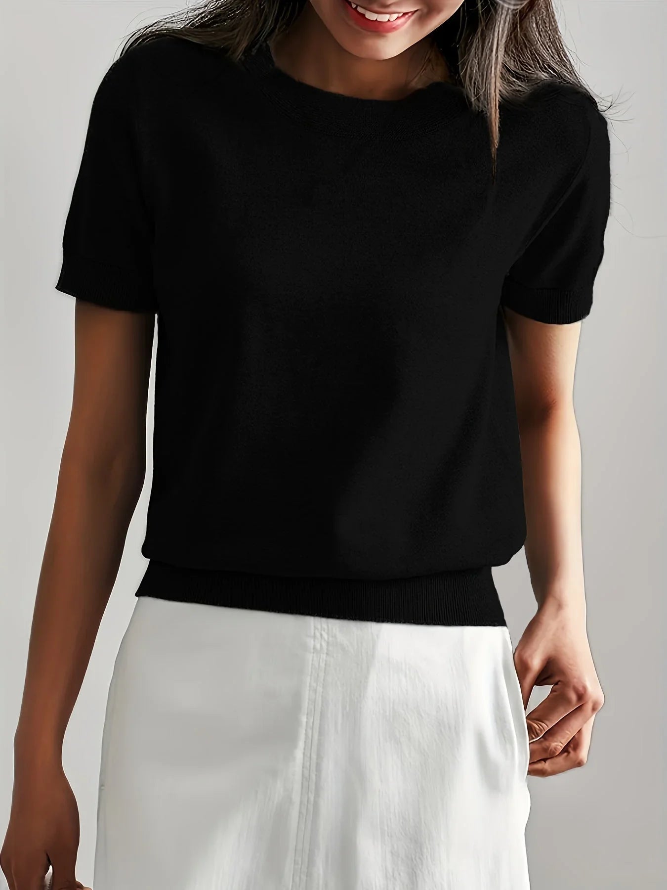 Casual dames T-shirt met korte mouwen, perfect voor de lente en dagelijkse outfits.