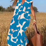 Losse Maxi Jurk met Abstracte Print