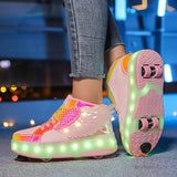 GlowSkate USB oplaadbare rolschaats sneakers met licht en vleugels – kleurrijke en comfortabele sneakers voor meisjes en tieners, ideaal voor plezier, buitenactiviteiten en avondritten.