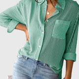 Dames blouse met strepen en strikdetail