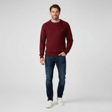 Gebreide heren trui met ronde hals, slim fit