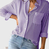 Dames blouse met strepen en strikdetail
