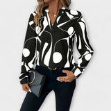 Dames blouse met abstracte print en lange mouwen