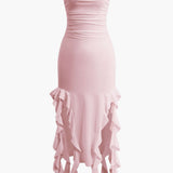 Strapless Maxi Jurk met Ruches