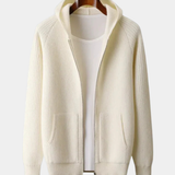 Heren hoodie van merinowol met honingraatstructuur