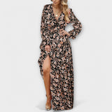 Dames Maxi Jurk met Bloemenprint en V-Hals