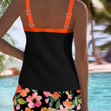 Dames Tankini met Bloemenprint en Brede Bandjes