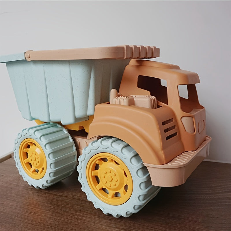 Montessori BuildTruck speelgoed kiepwagen voor kinderen – duurzaam houten materiaal, beweegbare onderdelen en stimuleert creatief spel en motorische ontwikkeling.