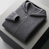 Heren hoodie van merinowol met honingraatstructuur