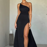 One-Shoulder Maxi Jurk met Hoge Split