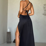 One-Shoulder Maxi Jurk met Hoge Split