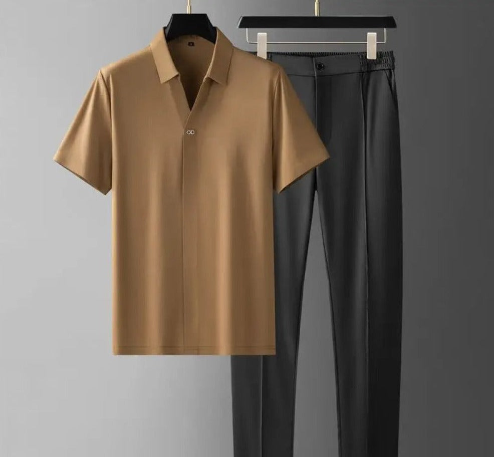 Tweedelige Set met Poloshirt en Rechte Broek