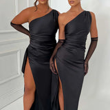 One-Shoulder Maxi Jurk met Hoge Split