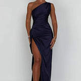 One-Shoulder Maxi Jurk met Hoge Split