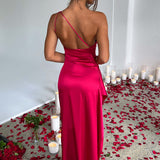 One-Shoulder Maxi Jurk met Hoge Split