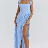 One-Shoulder Maxi Jurk met Volantdetails