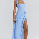 One-Shoulder Maxi Jurk met Volantdetails