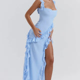 One-Shoulder Maxi Jurk met Volantdetails