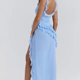 One-Shoulder Maxi Jurk met Volantdetails