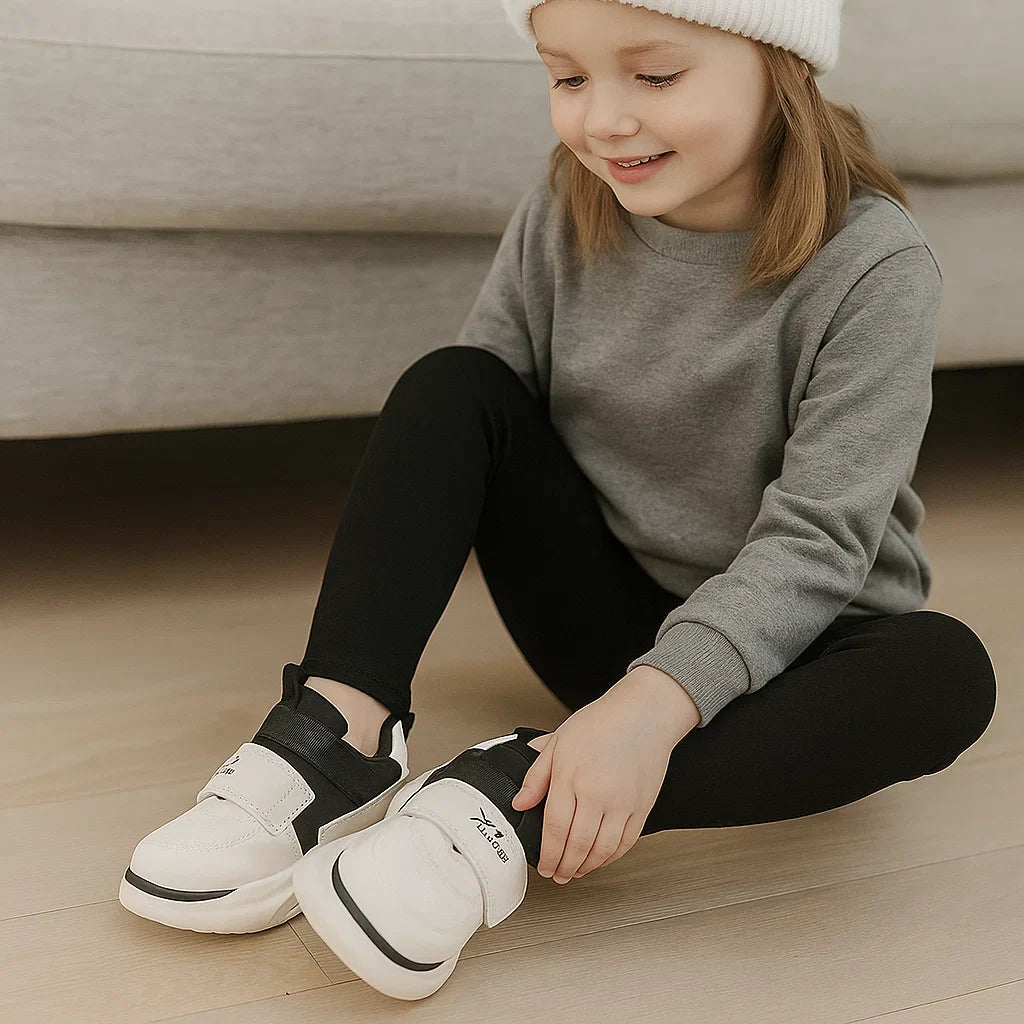 TinyWalk kindersneakers met klittenbandsluiting, lichte en flexibele zool – comfortabel en makkelijk aan- en uit te trekken voor actieve kinderen.