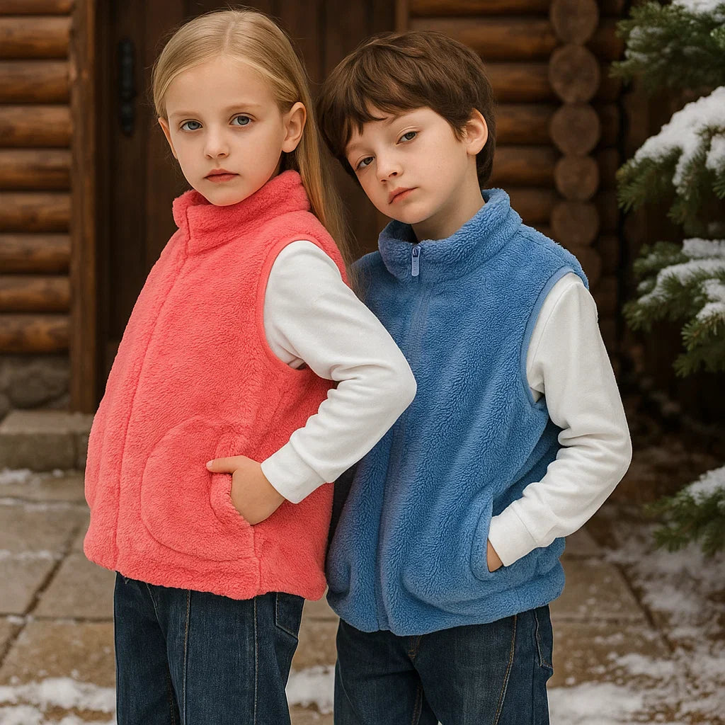 LittleComfy kinder vest met verdikte fleecevoering – warme, zachte stof, comfortabele pasvorm en perfect voor knusse en actieve dagen.