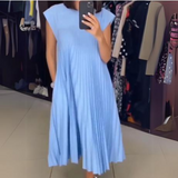 Dames Maxi Jurk met Geplooide Rok en V-Hals