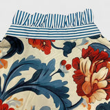 Dames blouse met bloemenprint en gestreepte details