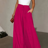 Dames broek met wijde pijpen en hoge taille