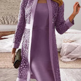 Elegante Jurk met Kant Vest en Twee Delige Look