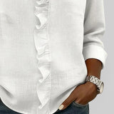 Dames Blouse met V-Hals en Knoopsluiting