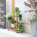 Robuuste houten plantenstandaard met 6 lagen – duurzame en stijlvolle houder voor het organiseren en tentoonstellen van planten in huis of tuin.