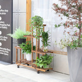 Robuuste houten plantenstandaard met 6 lagen – duurzame en stijlvolle houder voor het organiseren en tentoonstellen van planten in huis of tuin.
