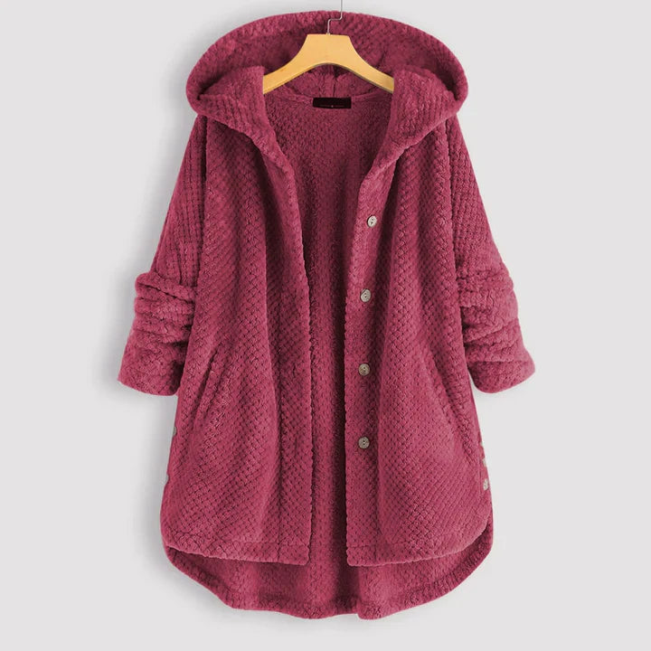 Lydia warme fleece jas voor dames – zachte en elegante jas met comfortabele pasvorm, perfect voor casual winterlooks en buitenactiviteiten.