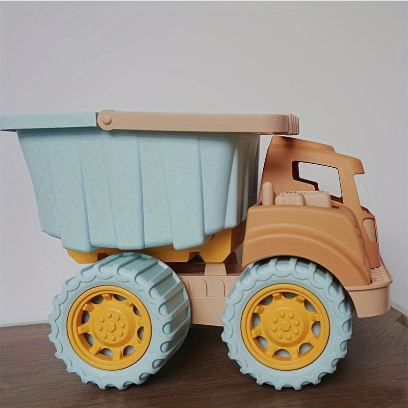 Montessori BuildTruck speelgoed kiepwagen voor kinderen – duurzaam houten materiaal, beweegbare onderdelen en stimuleert creatief spel en motorische ontwikkeling.
