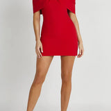 Off-Shoulder Mini Jurk met Gedrapeerd Detail