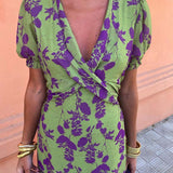 Dames Maxi Jurk met Bloemenprint en V-Hals