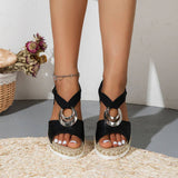 Sandalen met Plateauzool en Decoratieve Ring
