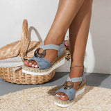 Sandalen met Plateauzool en Decoratieve Ring